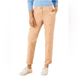 Talbots Women's Tan/Khaki Embroidered Relaxed Chino | Vespa Ride | Size 8